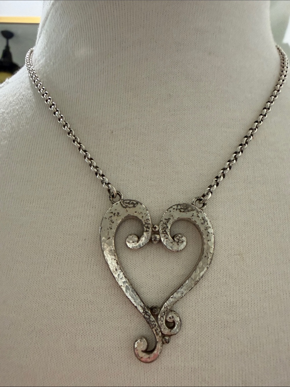 Brighton Silver-Tone Scroll Heart Necklace